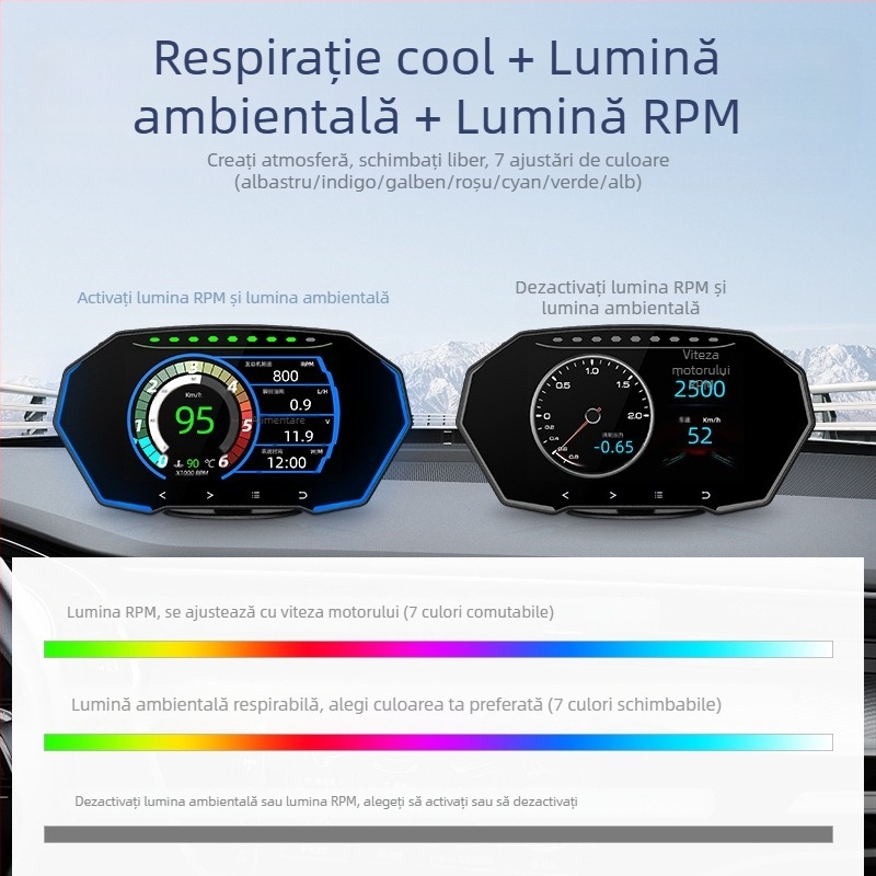 Afișaj HUD pentru mașină cu GPS vitezometru, OBD, ecran LCD LED de 4 inch, touchscreen, Model F11