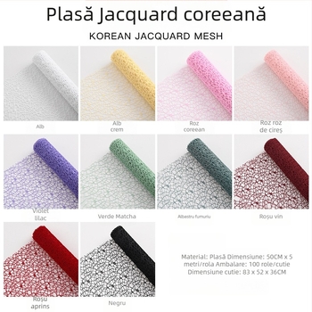 Plasă jacquard pentru ambalarea buchetului, ambalare manuală, brand Sicheng, origine Yiwu, etichetă privată disponibilă, toleranță ±1–2 cm