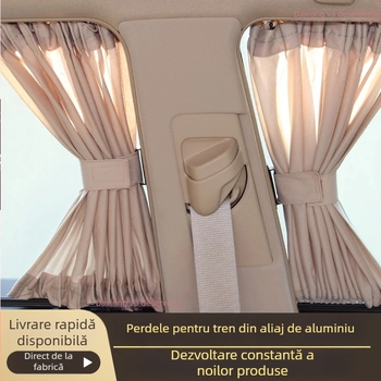 Cortine pentru geamuri auto, sistem de șină, poliester gros opac, suspensie orbitală, potrivire universală, protecție solară și izolație termică