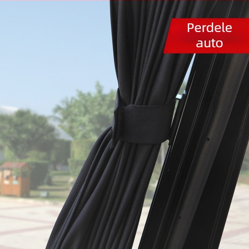 Cortine pentru geamuri auto, sistem de șină, poliester gros opac, suspensie orbitală, potrivire universală, protecție solară și izolație termică