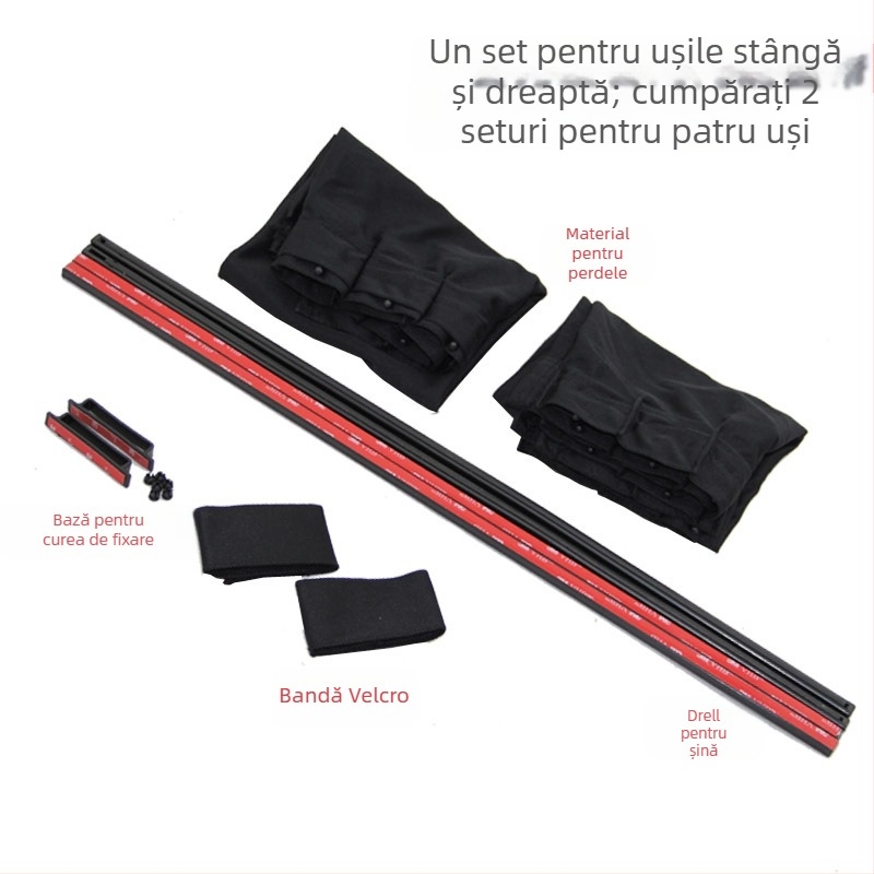 Cortine pentru geamuri auto, sistem de șină, poliester gros opac, suspensie orbitală, potrivire universală, protecție solară și izolație termică