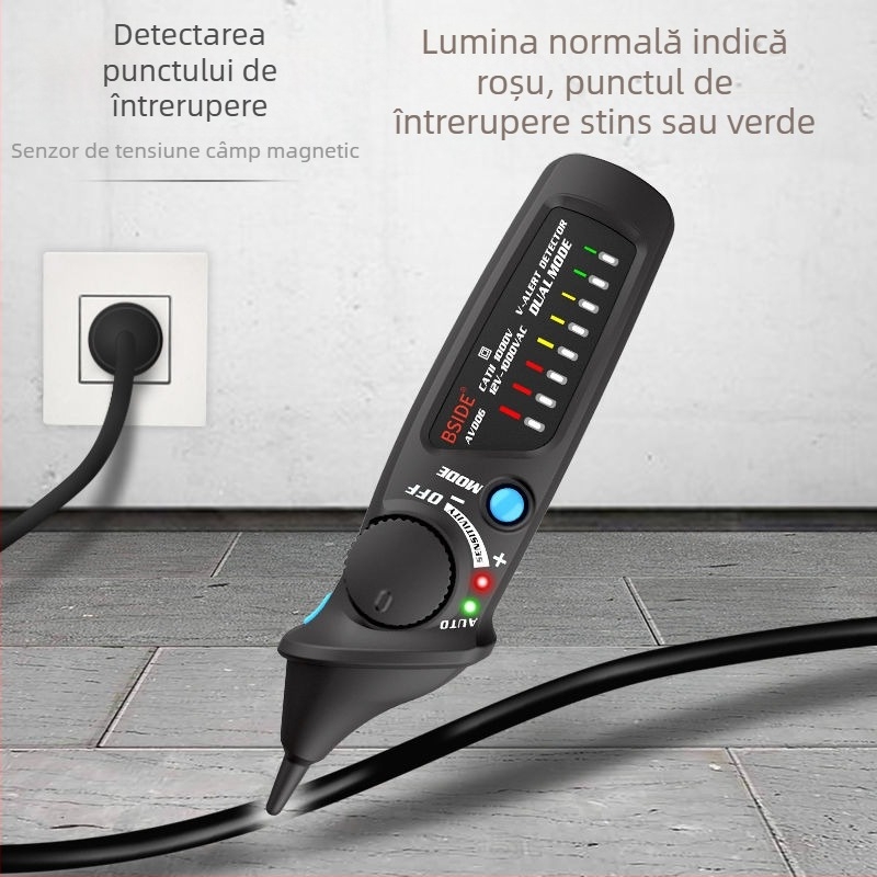BSIDE Stilou de testare electric cu inducție inteligentă, localizator de întrerupere a liniei și identificare fir live/neutral pentru uz casnic
