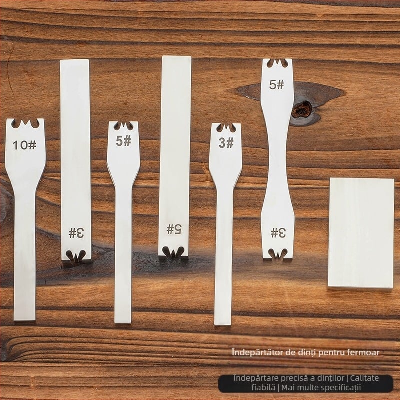 Detașator fermoar pentru piele, cap plat, din oțel inoxidabil