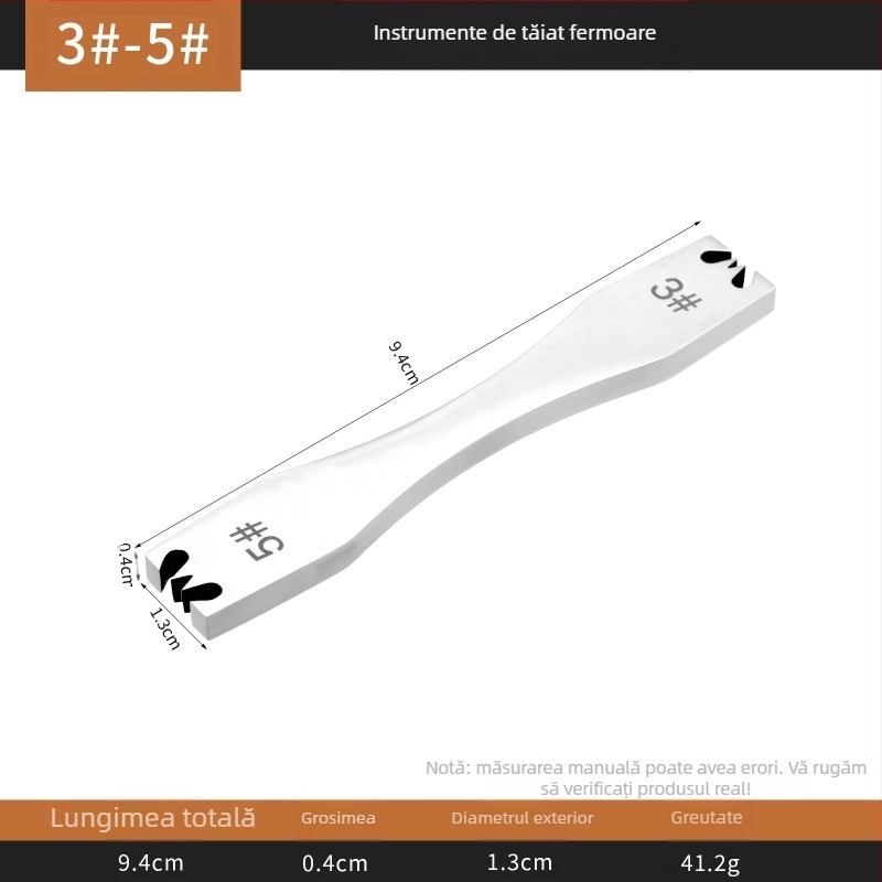 Detașator fermoar pentru piele, cap plat, din oțel inoxidabil