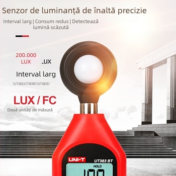 Măsurător digital de iluminanță UT383 – interval 0–199.999 Lux, rezoluție 1 Lux, precizie ±(4% rdg+8 dgts)