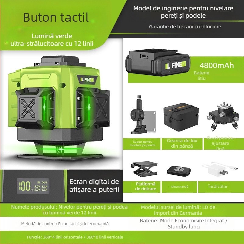 Nivel laser LFIEN 360-09 – funcționare cu laser