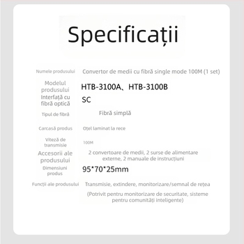 HTB-3100 Transceptor optic de fibră — 100 Mbps, Single-Mode, Single-Fiber, GS-03/SFP, 4100