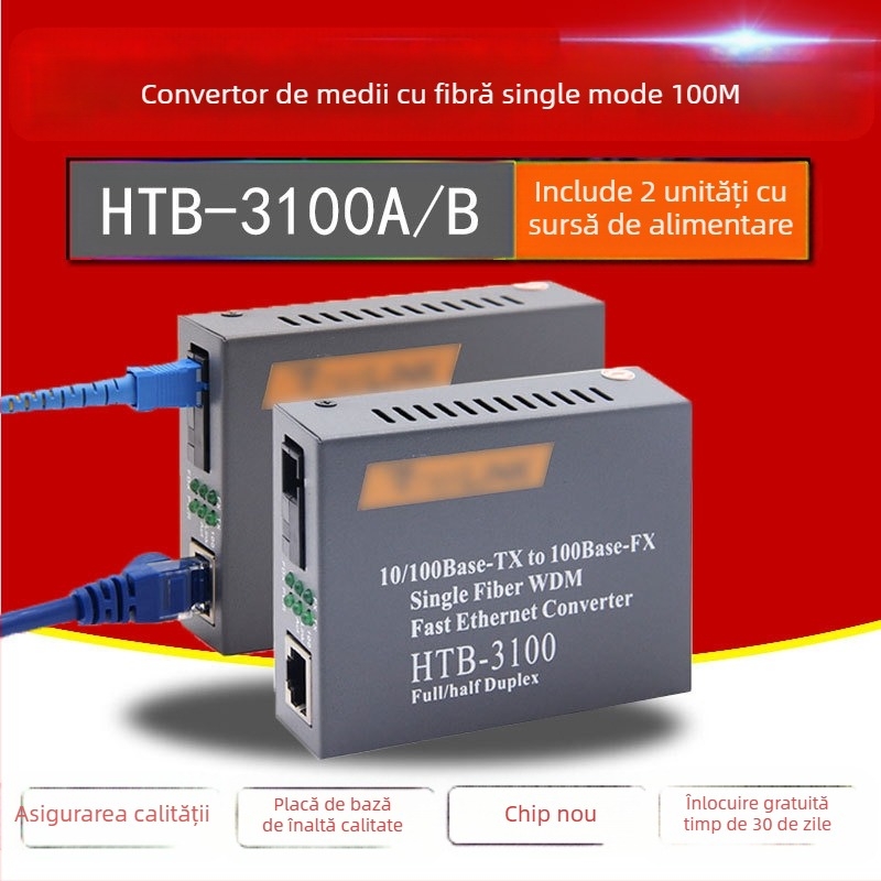 HTB-3100 Transceptor optic de fibră — 100 Mbps, Single-Mode, Single-Fiber, GS-03/SFP, 4100