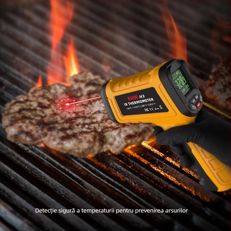 BSIDE termometru infraroșu, timp de răspuns 0,5 s, model BS-H3-001, pentru bucătărie și uz casnic – măsurarea temperaturii uleiului și apei