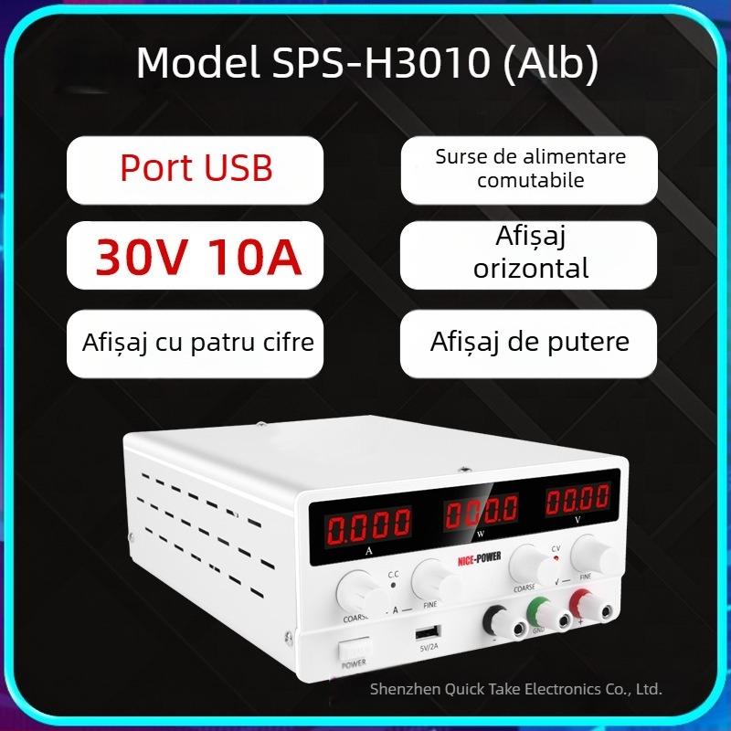 Sursă de alimentare DC reglabilă cu comutație SPS-H3010, 30V 10A