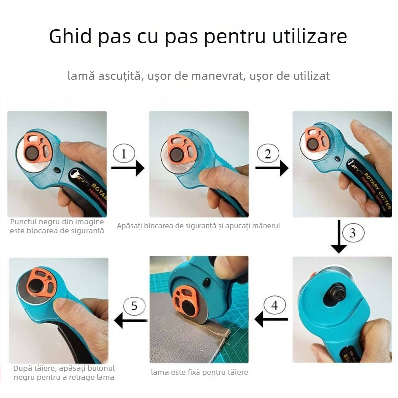 Minilu Ft145 Cuțit rotund pentru tăiere pielărie și materiale – Set Patchwork de tăiere cu clipsuri, Origine Zhejiang, China
