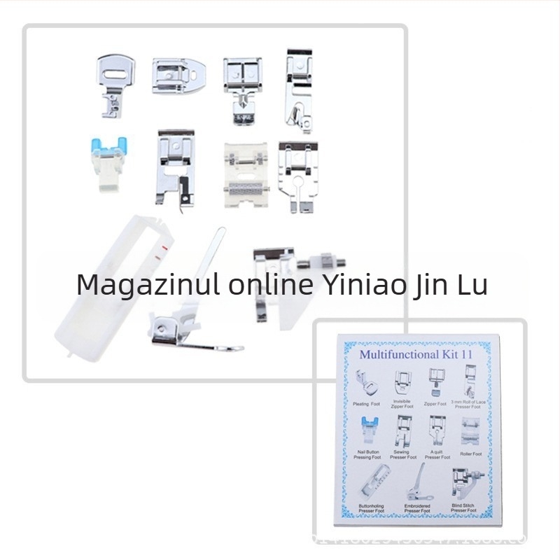 Set de picioare pentru mașina de cusut, 11 piese, model 505A, picioară pentru fermoar invizibil, picioară de overlock, pentru uz casnic, YOKOYAMA