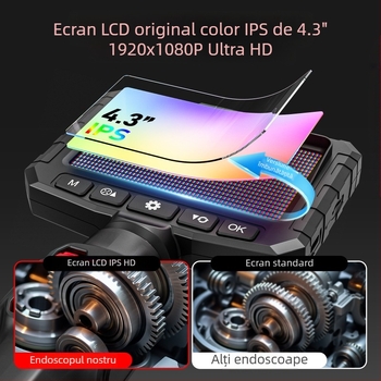 Endoscop cu ecran încorporat, sondă articulată la 360° pentru inspecții auto, cameră HD 2 MP, IP67 rezistent la apă, lungime de lucru 1000 mm, iluminare LED