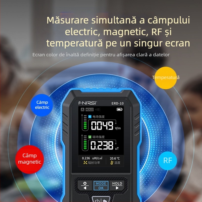 Detector EMF FNIRSI ERD-10 cu alarmă de doză personală pentru aparate de uz casnic