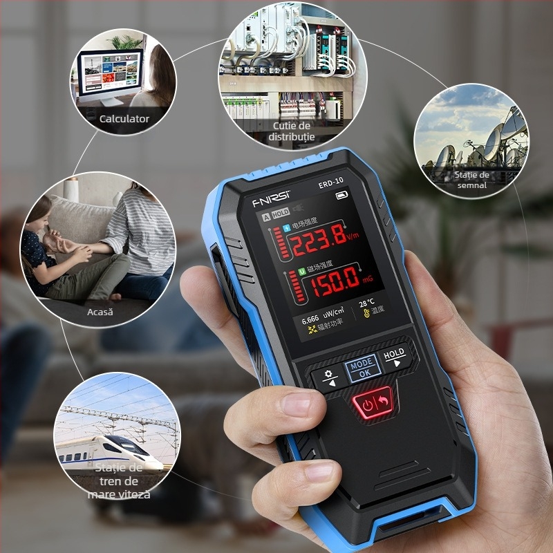 Detector EMF FNIRSI ERD-10 cu alarmă de doză personală pentru aparate de uz casnic