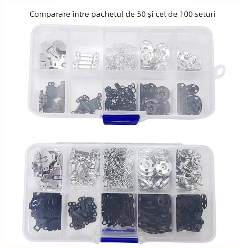 PHIA HARDWARE Buton metal pentru haine, set de reparare 100 buc., cusut manual; potrivit pentru blugi, haine și accesorii