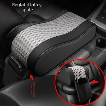 Tengli pernă pentru cotiera auto din piele și plasă, cu spumă cu memorie, suport central înălțat