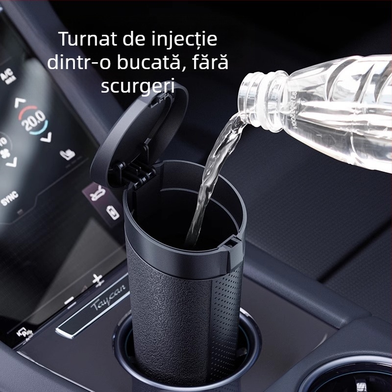 Coș de gunoi auto, recipient portabil din ABS cu design cilindric, rezistent la apă și la presiune, imprimabil cu logo