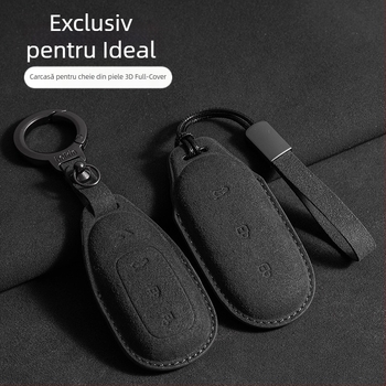 Husă de cheie pentru Ideal L7/L8/L9 Max și Ideal One — piele întoarsă, stil simplu, cu șnur de protecție și cataramă