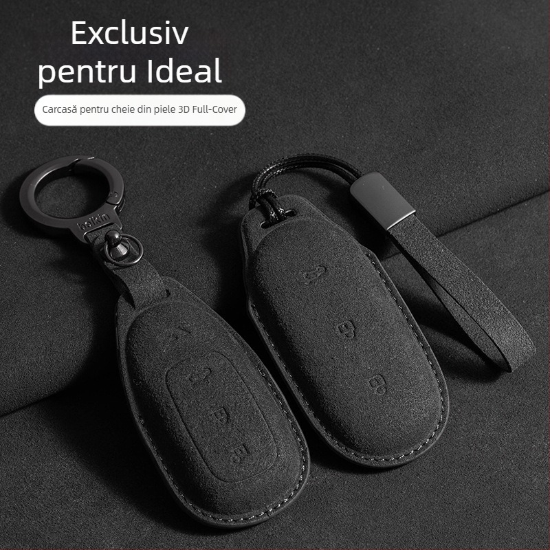 Husă de cheie pentru Ideal L7/L8/L9 Max și Ideal One — piele întoarsă, stil simplu, cu șnur de protecție și cataramă