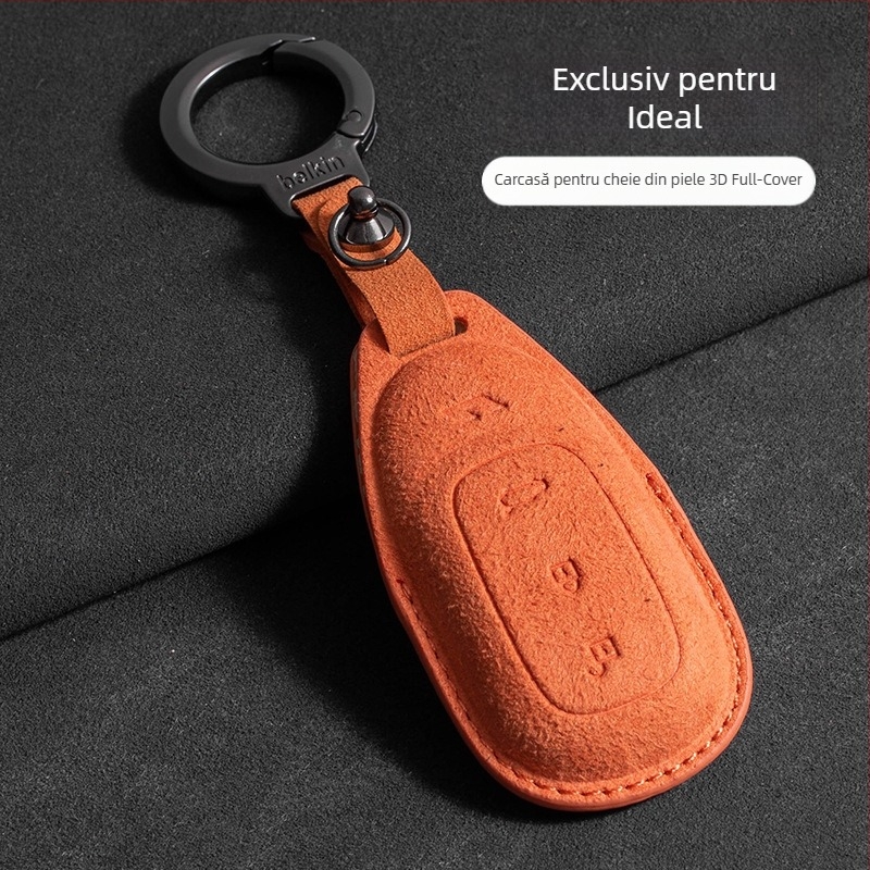 Husă de cheie pentru Ideal L7/L8/L9 Max și Ideal One — piele întoarsă, stil simplu, cu șnur de protecție și cataramă