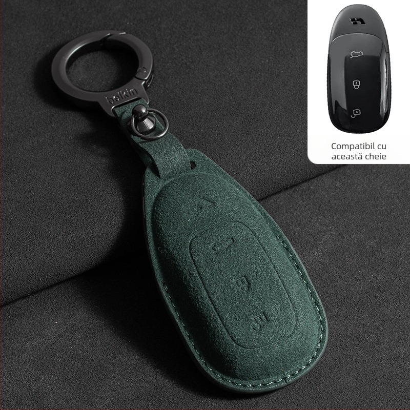 Husă de cheie pentru Ideal L7/L8/L9 Max și Ideal One — piele întoarsă, stil simplu, cu șnur de protecție și cataramă