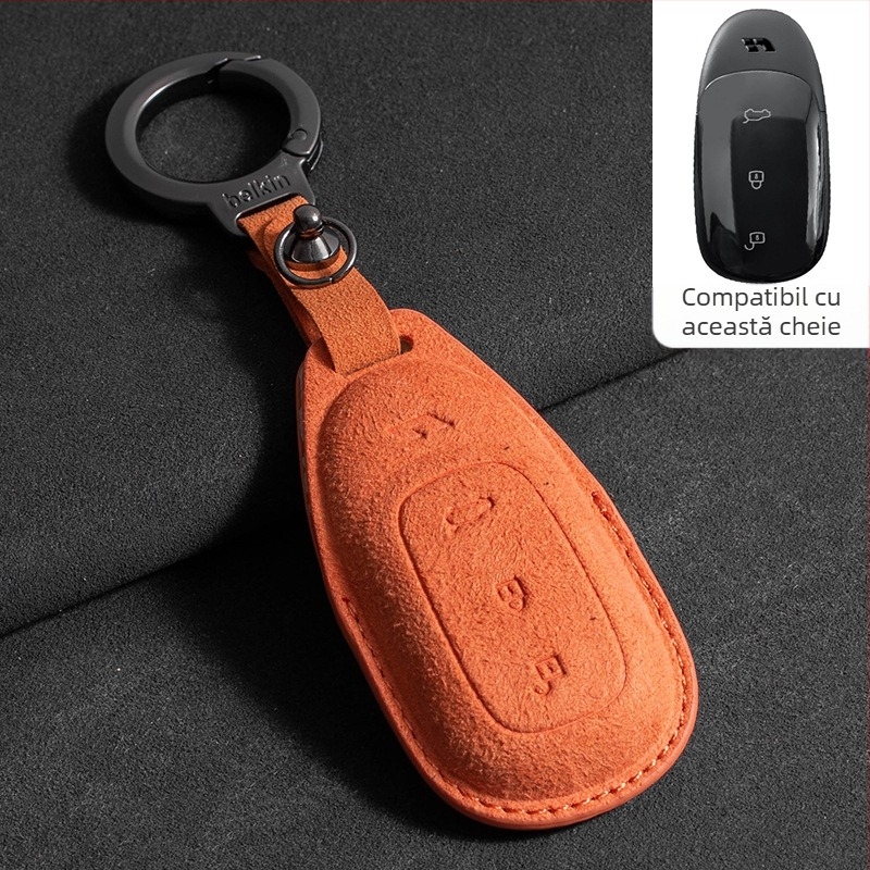 Husă de cheie pentru Ideal L7/L8/L9 Max și Ideal One — piele întoarsă, stil simplu, cu șnur de protecție și cataramă