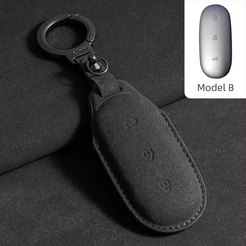 Husă de cheie pentru Ideal L7/L8/L9 Max și Ideal One — piele întoarsă, stil simplu, cu șnur de protecție și cataramă