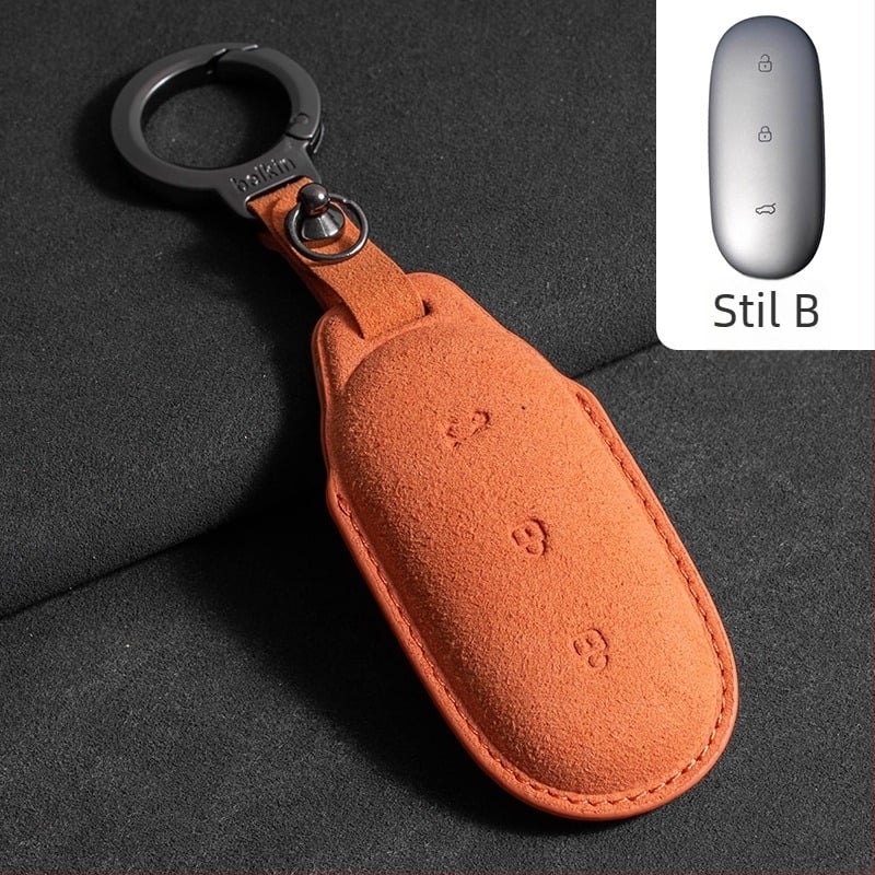 Husă de cheie pentru Ideal L7/L8/L9 Max și Ideal One — piele întoarsă, stil simplu, cu șnur de protecție și cataramă