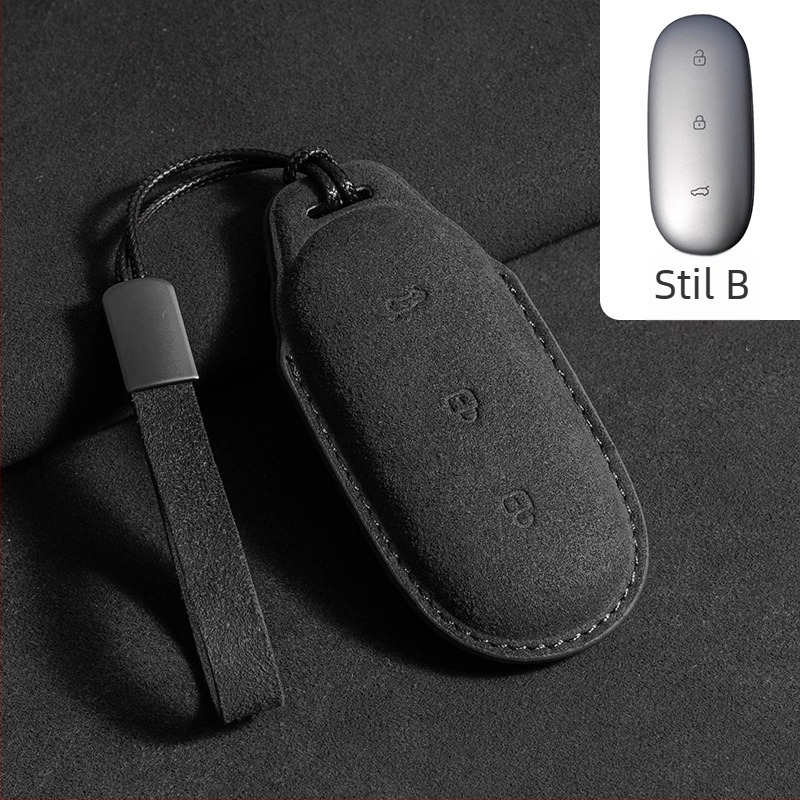 Husă de cheie pentru Ideal L7/L8/L9 Max și Ideal One — piele întoarsă, stil simplu, cu șnur de protecție și cataramă