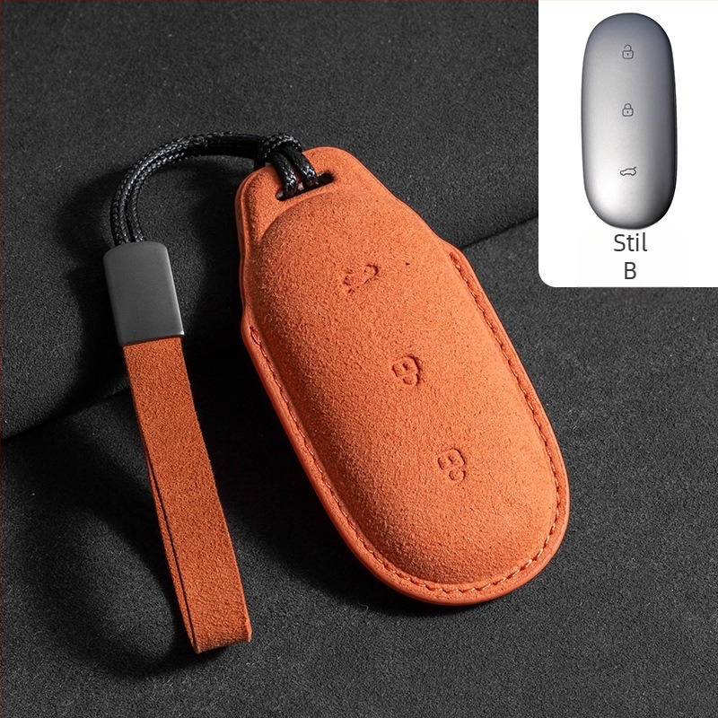 Husă de cheie pentru Ideal L7/L8/L9 Max și Ideal One — piele întoarsă, stil simplu, cu șnur de protecție și cataramă