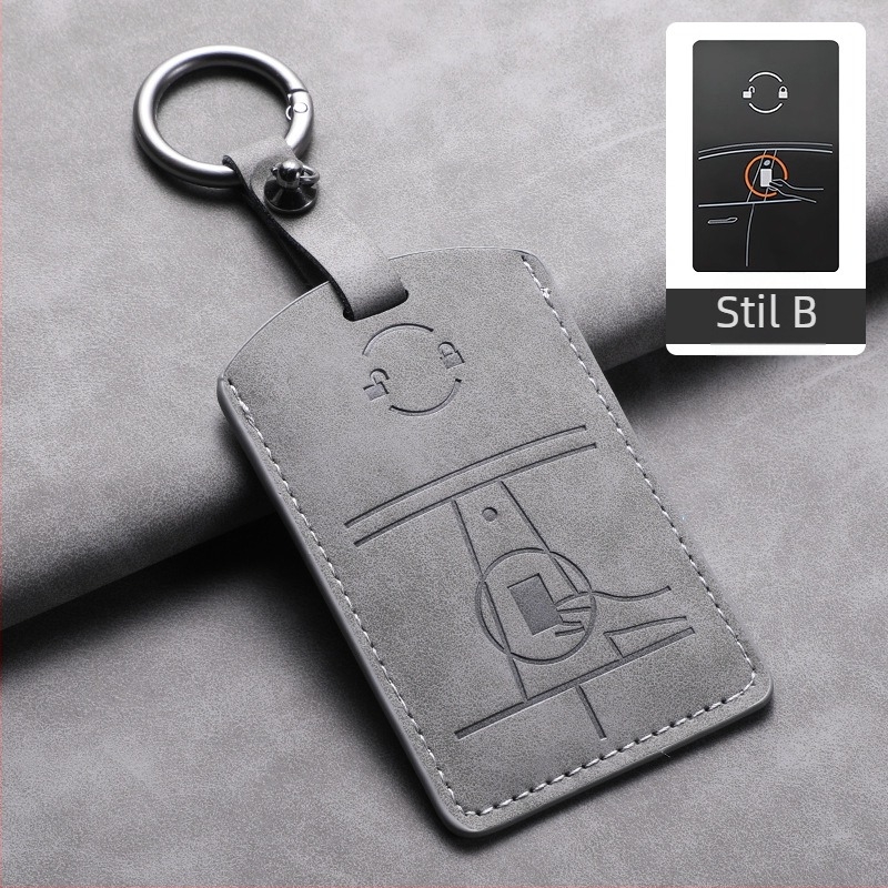Carcasă pentru card cheie Tesla — piele de miel — stil simplu