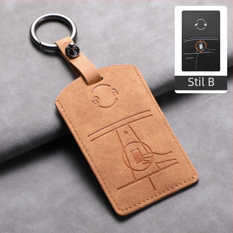 Carcasă pentru card cheie Tesla — piele de miel — stil simplu