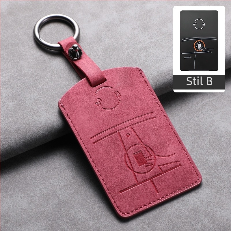 Carcasă pentru card cheie Tesla — piele de miel — stil simplu