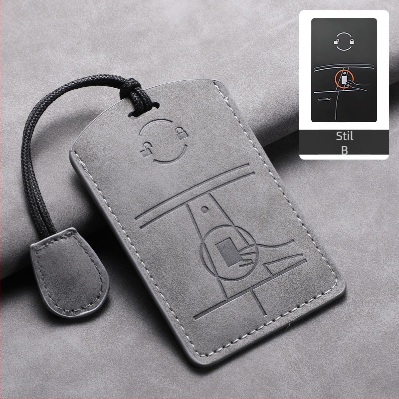 Carcasă pentru card cheie Tesla — piele de miel — stil simplu