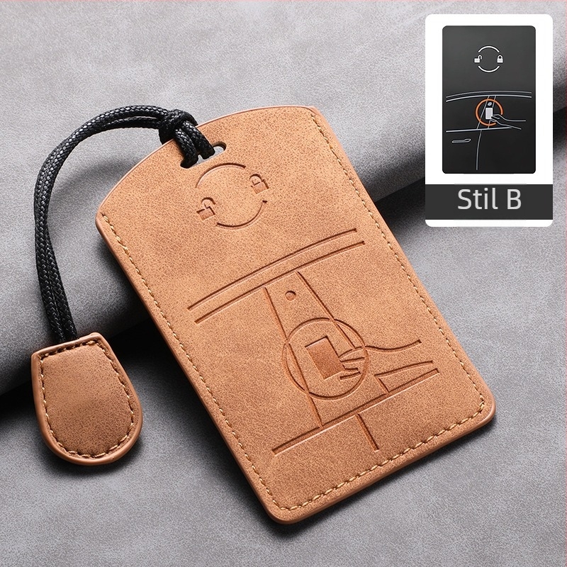 Carcasă pentru card cheie Tesla — piele de miel — stil simplu