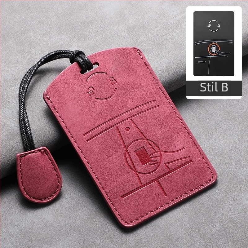 Carcasă pentru card cheie Tesla — piele de miel — stil simplu