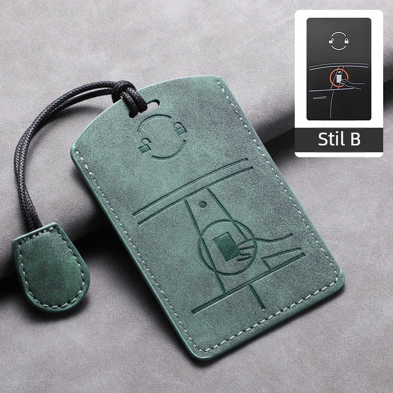 Carcasă pentru card cheie Tesla — piele de miel — stil simplu