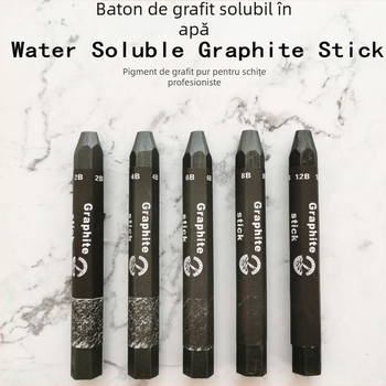 Băț de grafit hidrosolubil, fără lemn, hexagonal, 2B/4B/6B/8B/12B, carcasă din plastic, ambalaj individual/cutie