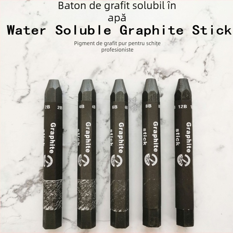 Băț de grafit hidrosolubil, fără lemn, hexagonal, 2B/4B/6B/8B/12B, carcasă din plastic, ambalaj individual/cutie