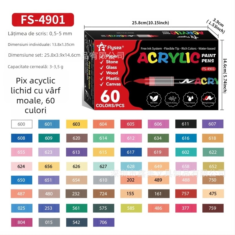 Marker acrilic Flysea, culori amestecate, marcă OEM, design neutru