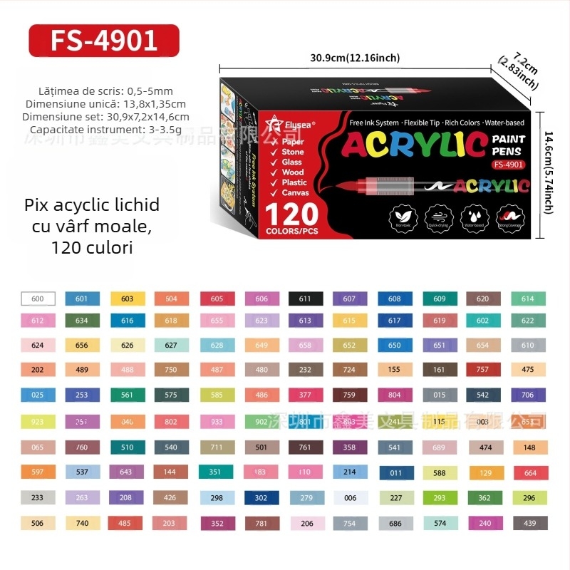 Marker acrilic Flysea, culori amestecate, marcă OEM, design neutru