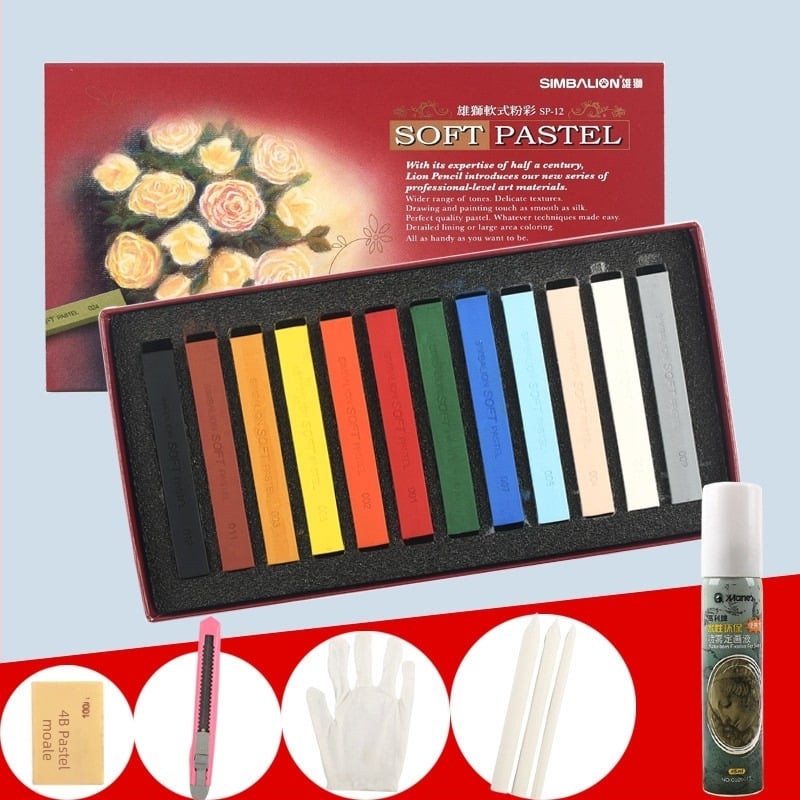 SIMBALION Lion SP-12S bețe pastel moi pentru schițe și desen, destinat elevilor de artă