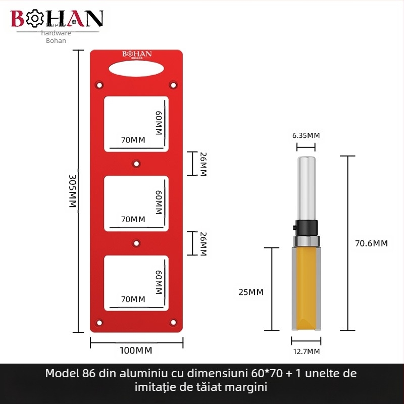 Freză pentru lemn Bohan pentru dulapuri – tăierea găurilor în cutiile de prize tip 86, unealtă de canelare