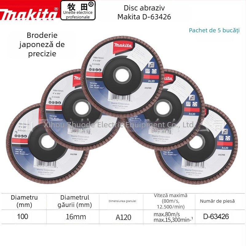 Makita disc abraziv din pânză pentru polizor unghiular – lustruire, viteză maximă 80, duritate A