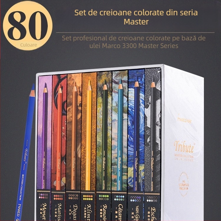 Marco Master Grade creioane colorate pe bază de ulei, set cadou într-o carcasă din plastic