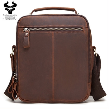 HUMERPAUL Geantă de umăr pentru bărbați din piele naturală – piele de vițel, strat superior, căptușeală din poliester, model HL-MH573