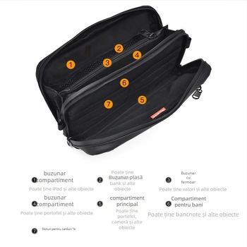 WEIXIER Geantă de umăr pentru bărbați, cu multiple compartimente, din PU impermeabil, rezistentă la uzură
