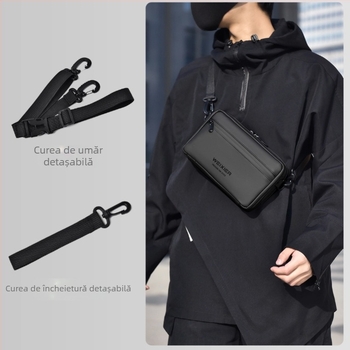 WEIXIER Geantă de umăr pentru bărbați, cu multiple compartimente, din PU impermeabil, rezistentă la uzură