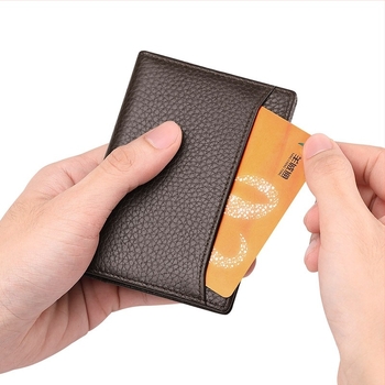 Portofel din piele ultra-subțire pentru bărbați, carduri, cu buzunar pentru ID și permis de conducere — stil urban minimalist, WILLIAMPOLO